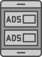 advertenties campagne lijn gevulde grijswaarden icoon ontwerp vector