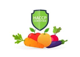 haccp gecertificeerd concept voor groenten en fruit producten vector illustratie
