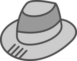 fedora lijn gevulde grijswaarden icoon ontwerp vector