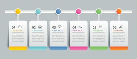 6 gegevensinfographics tabblad papieren indexsjabloon. vector illustratie abstracte achtergrond.