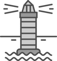 vuurtoren lijn gevulde grijswaarden icoon ontwerp vector