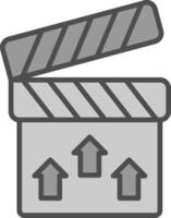 Filmklapper lijn gevulde grijswaarden icoon ontwerp vector