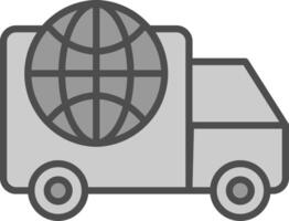 wereldwijd levering lijn gevulde grijswaarden icoon ontwerp vector