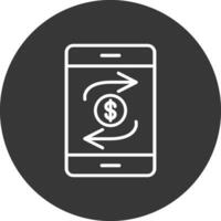 mobiel transactie lijn omgekeerd icoon ontwerp vector