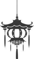 silhouet Chinese traditioneel Aziatisch lantaarn zwart kleur enkel en alleen vector