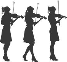 silhouet violist Dames in actie vol lichaam zwart kleur enkel en alleen vector