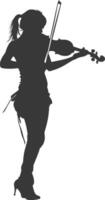 silhouet violist Dames in actie vol lichaam zwart kleur enkel en alleen vector