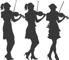 silhouet violist Dames in actie vol lichaam zwart kleur enkel en alleen vector