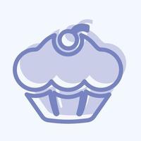 pictogram muffin - tweekleurige stijl - eenvoudige illustratie, bewerkbare slag. vector