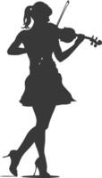 silhouet violist Dames in actie vol lichaam zwart kleur enkel en alleen vector