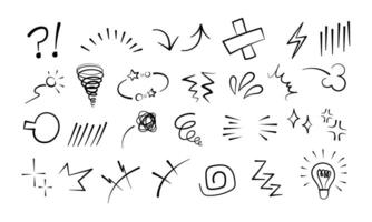 anime grappig emoticon element grafisch Effecten hand- getrokken tekening illustratie set. vector