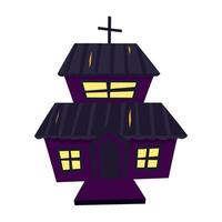 griezelig achtervolgd huis voor halloween. een eng kasteel met ramen en een dak. oud donker geruïneerd gebouw voor geesten. vlak illustratie vector