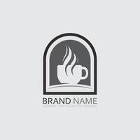 cafe logo en koffie logo ontwerp cafetaria heet drinken vector