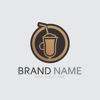 cafe logo en koffie logo ontwerp cafetaria heet drinken vector