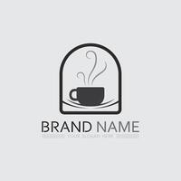 cafe logo en koffie logo ontwerp cafetaria heet drinken vector