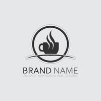 cafe logo en koffie logo ontwerp cafetaria heet drinken vector