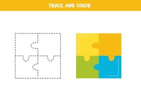 spoor en kleur tekenfilm kleurrijk puzzel. afdrukbare werkblad voor kinderen. vector