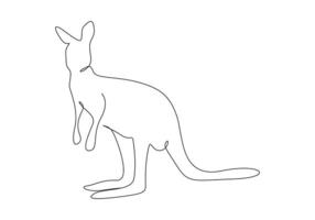 kangoeroe in een doorlopend lijn tekening pro illustratie vector