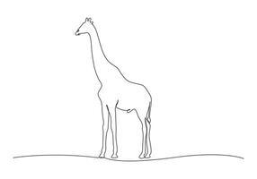 giraffe in een doorlopend lijn tekening vrij illustratie vector