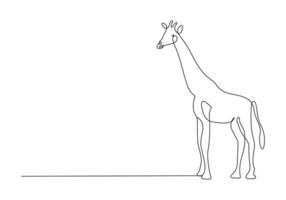 giraffe in een doorlopend lijn tekening vrij illustratie vector