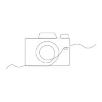 doorlopend een lijn tekening hd foto camera schets lijn kunst illustratie. vector