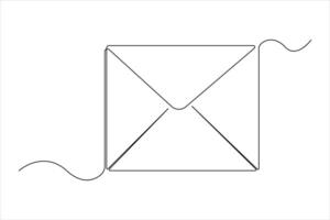 doorlopend een lijn e-mail schets hand- getrokken symbool kunst illustratie vector