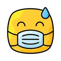 ziek emoji ontwerp, gezicht masker Aan emoji gezicht vector
