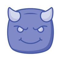 eng duivel met hoorns, aanpasbare emoji icoon in modieus stijl vector