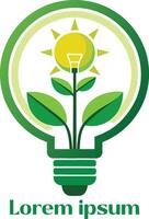 hernieuwbaar energie middelen logo licht lamp met fabriek in het eco vriendelijk energie logo vector