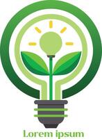 hernieuwbaar energie middelen logo licht lamp met fabriek in het eco vriendelijk energie logo vector