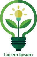 hernieuwbaar energie middelen logo licht lamp met fabriek in het eco vriendelijk energie logo vector