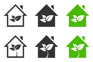 eco huis icoon set. illustratie. vector