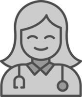 vrouw dokter lijn gevulde grijswaarden icoon ontwerp vector