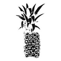 ananas scannen. inkt afdrukken van tropisch zomer fruit Aan wit achtergrond. zwart silhouet van een fabriek. veganistisch voedsel. hand- getrokken. geïsoleerd voorwerp. zwart en wit afbeelding. illustratie. vector