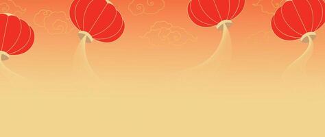 gelukkig Chinese nieuw jaar achtergrond . luxe behang ontwerp met Chinese lantaarn, wolk Aan goud achtergrond. modern luxe oosters illustratie voor omslag, banier, website, decor. vector