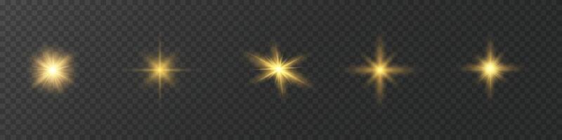 ster schijnen set. gouden licht stralen verzameling. vector