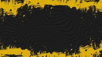 zwart grijze vloeiende lijnen achtergrond met abstract grunge frame gele textuur ontwerp vector