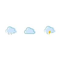 reeks van weer pictogrammen. weer illustratie geïsoleerd Aan een wit achtergrond. weer icoon, zonnig wolken, bewolkt, regenachtig enz. ui toepassing icoon ontwerp elementen voor weer vector