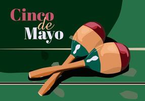 maracas een typisch Mexicaans musical instrument populair vieren cinco de mayo met groen houten verdieping achtergrond vector