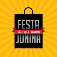 festa Junina uitverkoop banier met boodschappen doen zak ontwerp vector