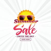zomer uitverkoop banier met zon en zonnebril vector