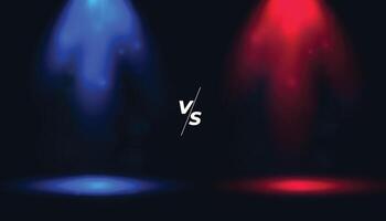 versus vs achtergrond met blauw en rood schijnwerpers vector
