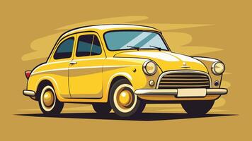 retro geel auto wijnoogst illustratie vector