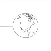 hand tekening doodle earth globe ononderbroken lijn van wereldkaart vector illustratie minimalistisch ontwerp van minimalisme geïsoleerd op een witte background
