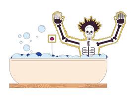 slachtoffer van elektrocutie in badkamer 2d lineair tekenfilm karakter. krijgen sterk elektrisch schok geïsoleerd lijn persoon wit achtergrond. dood Gevaar Bij huis kleur vlak plek illustratie vector