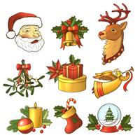 Kerst iconen gekleurde set vector