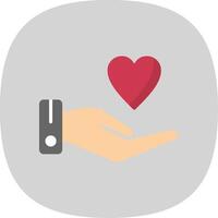 hand- hart vlak kromme icoon ontwerp vector