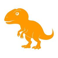 vriendelijk oranje tekenfilm giganotosaurus dinosaurus illustratie met een nieuwsgierig kijken vector