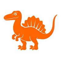 stoutmoedig oranje spinosaurus silhouet presentatie van kenmerkend zeil en formidabel aanwezigheid in een gemakkelijk illustratie. vector