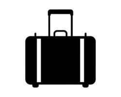 zwart rollend koffer silhouet geïsoleerd Aan wit achtergrond. silhouet van een op wielen bagage tas. concept van reis, toerisme, vakantie, bedrijf reizen, en bagage draagbaarheid. grafisch kunst vector